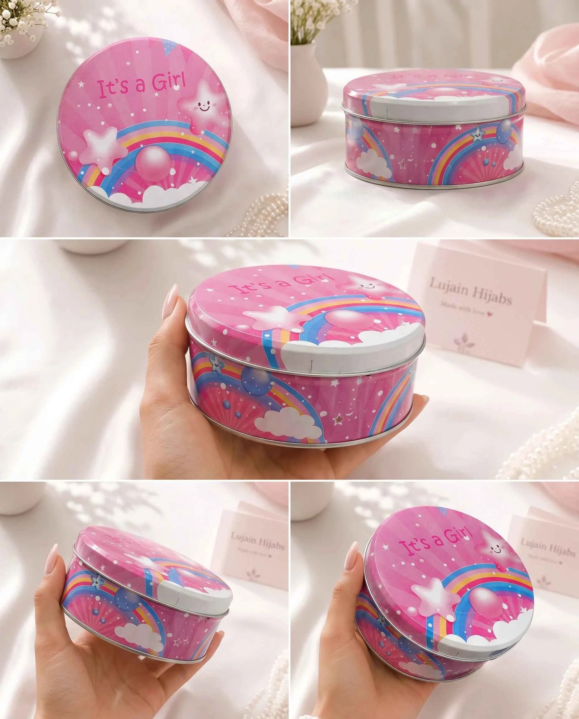 Baby Girl Sweet Tin Box – Customized Birth Giveaway Packaging