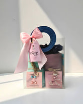 2 Hijabs Leather Handle Gift Bag | Elegant Hijab Duo with Accessories