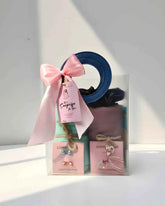 2 Hijabs Leather Handle Gift Bag | Elegant Hijab Duo with Accessories