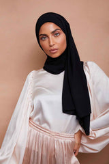 Black – Pure Draped Chiffon Hijab