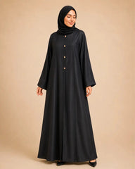 Ayla Gold Button Black Abaya