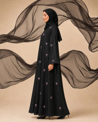 Raya Bow Embroidered Black Abaya