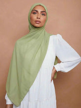 Matcha Veil – Pure Draped Chiffon