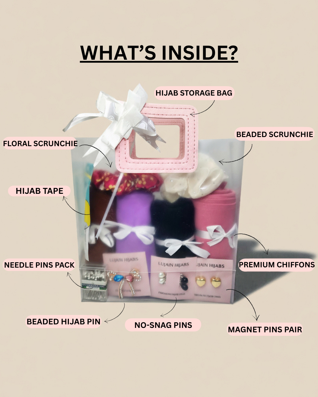 4 Hijabs Gift Bag | Complete Hijab & Accessories Collection
