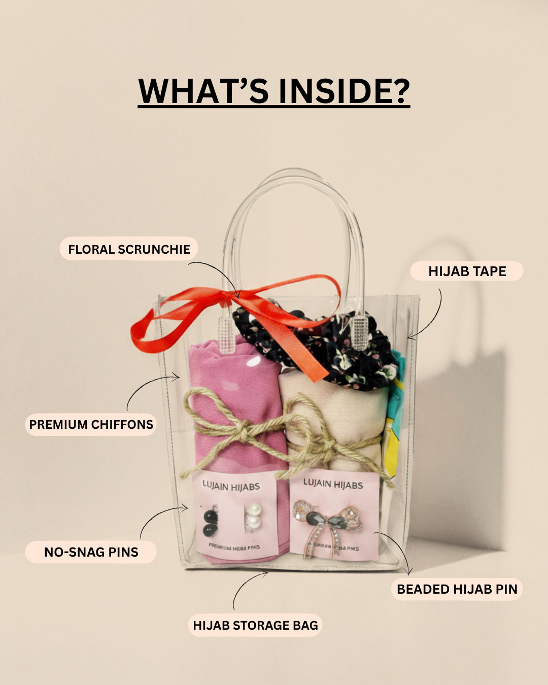 2 Hijabs Gift Bag | Elegant Hijab Duo with Accessories