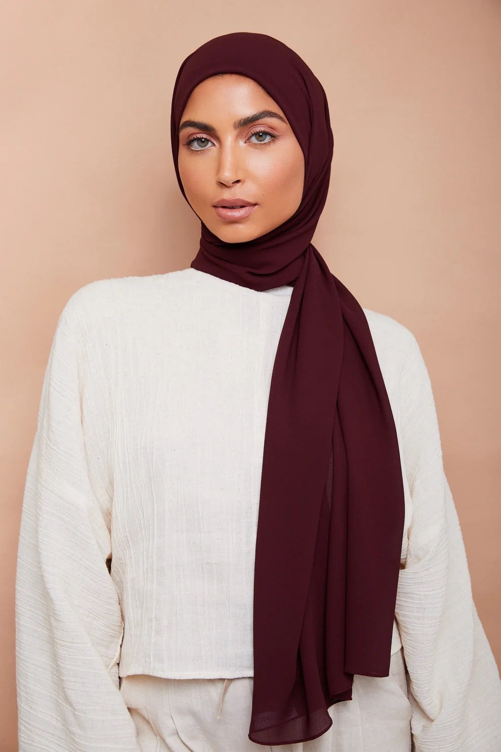 Deep Burgundy – Pure Draped Chiffon