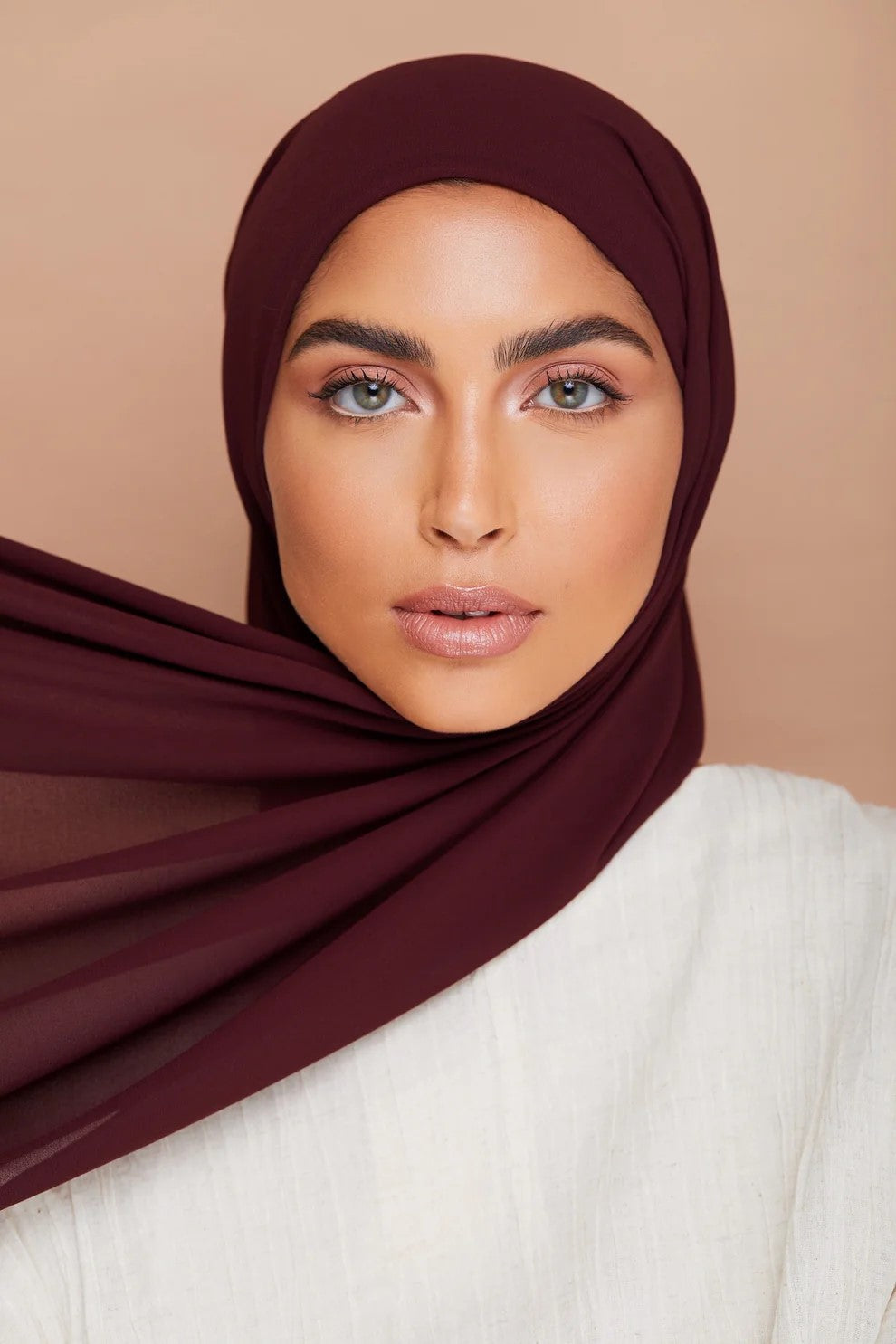 Deep Burgundy – Pure Draped Chiffon