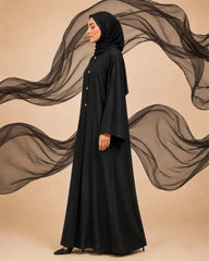 Ayla Gold Button Black Abaya