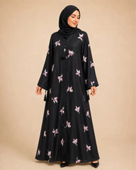 Zahra Floral Embroidered Black Abaya