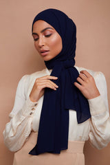 Navy Blue  – Pure Draped Chiffon
