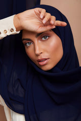 Navy Blue  – Pure Draped Chiffon
