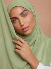 Matcha Veil – Pure Draped Chiffon