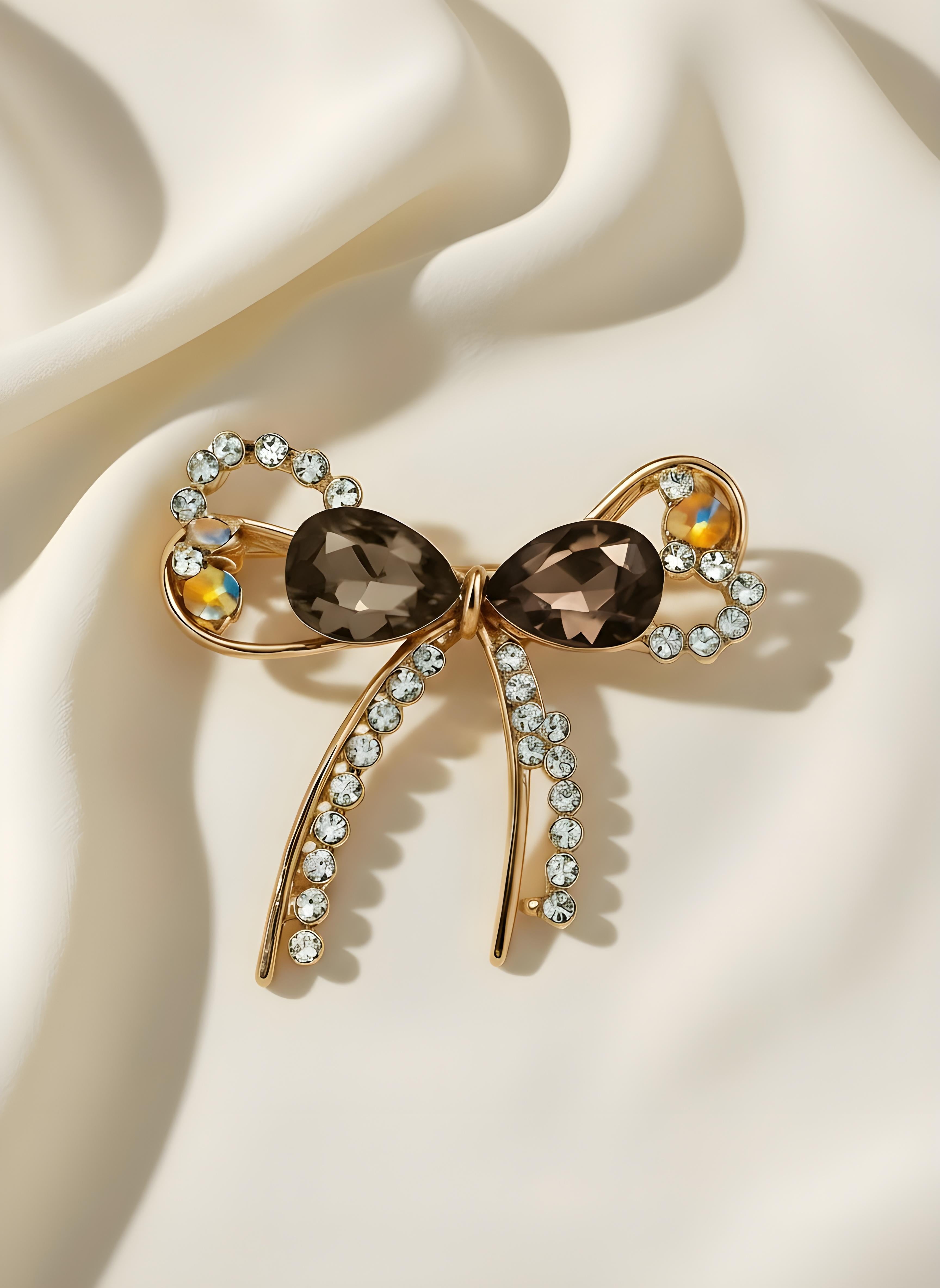 Rhinestone Bow Hijab Pin